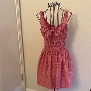 Red Gingham Sleeveless Dress